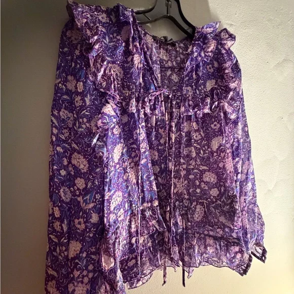 Maje Loleta Floral Ruffle Blouse - Picture 2 of 5